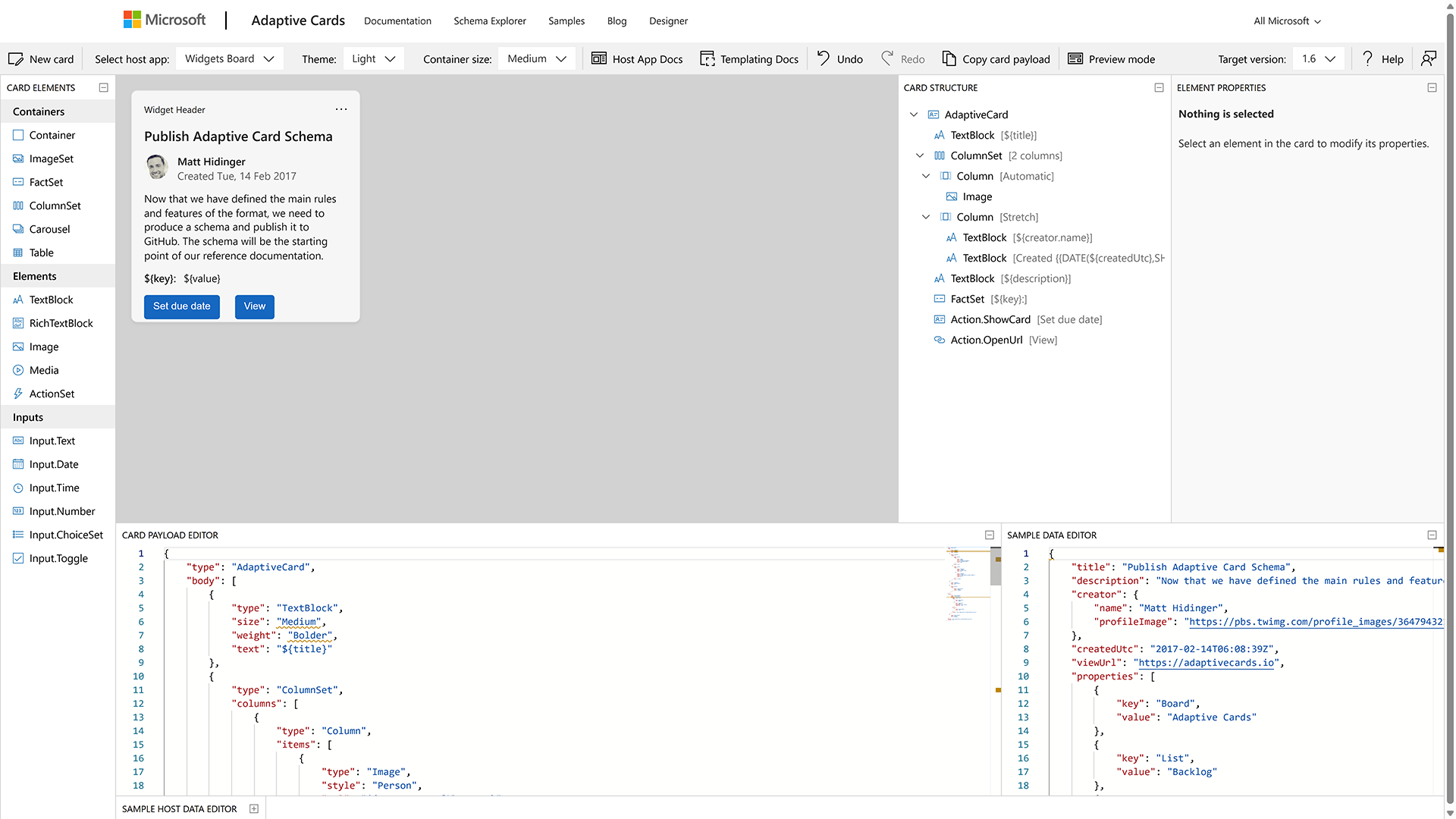 Adaptive Cards Designer